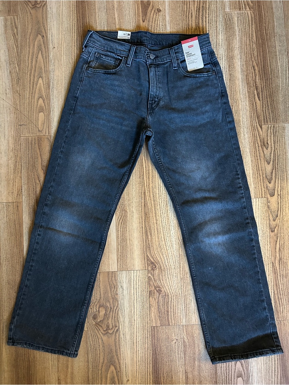 Levi's Men's Dark Gray Straight Jeans with Red Tab